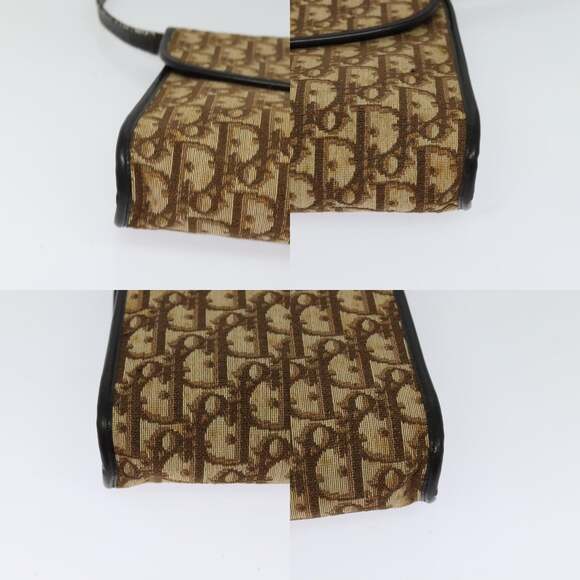 DIOR Trotter Canvas Shoulder Bag Brown Gold - Picture 10 of 12